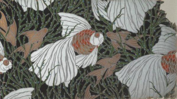 Détail papier peint avec poisson (XXe siècle)