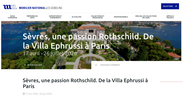 Page internet exposition Mobilier national Sèvres Rothschild