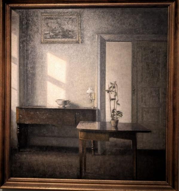 Exposition du musée Thyssen-Bornemisza consacrée au peintre Vilhelm Hammershøi Tableau Vilhelm Hammershøi Vue sur Intérieur, appartement Copenhague