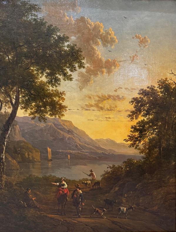 Détail vue Signature verso Détail angle Huile sur toile avec cadre en bois doré du peintre Victor de Grailly (1804-1887) Détail vue Signature verso Détail angle Huile sur toile avec cadre en bois doré du peintre Victor de Grailly (1804-1887)