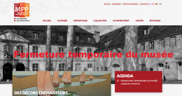 Page d'accueil du site internet du Musée du papier peint