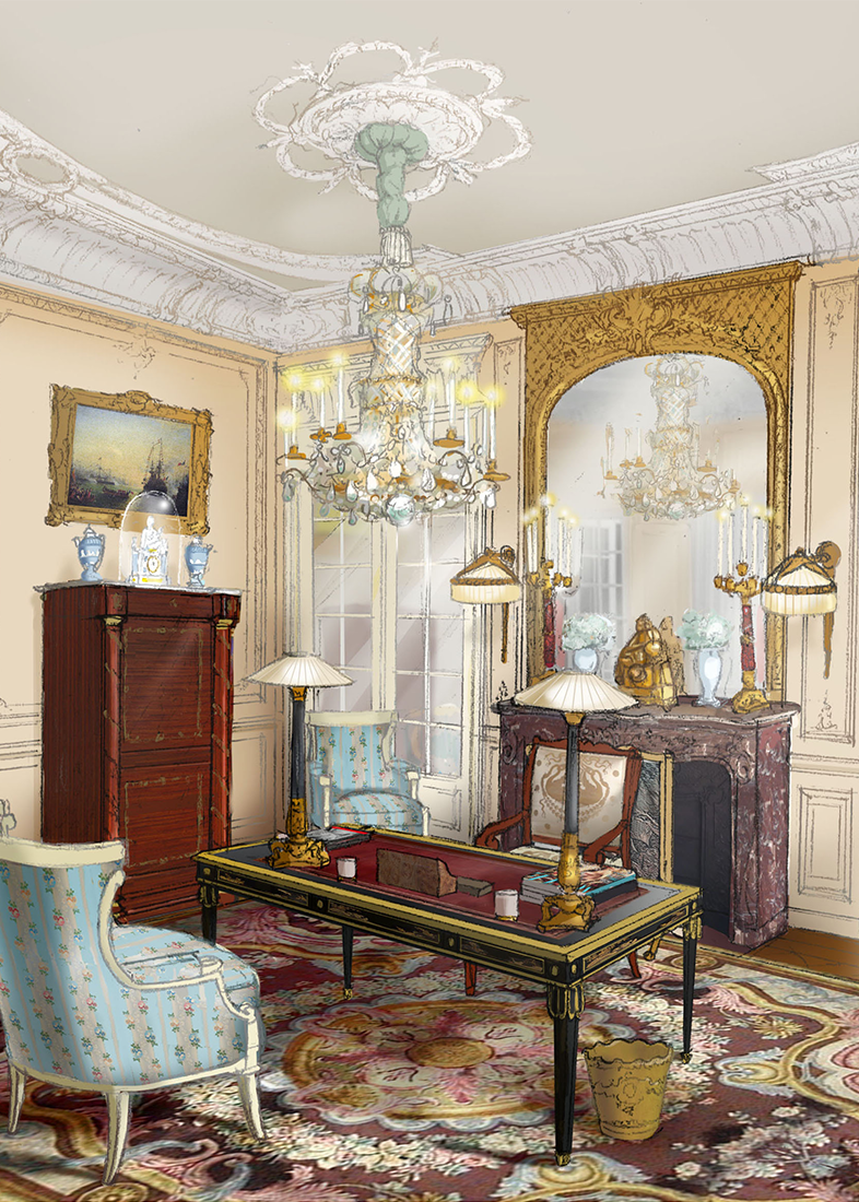 Olivier Berni Intérieurs agency. Traditional Interior design and architecture. Project in Paris Francois 1er English 11