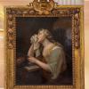 Huile sur toile de Sainte Marie-Madeleine pénitente avec son cadre doré